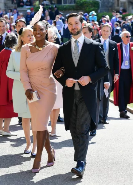 Serena Williams and her husband Alexis Ohanian arrive at St George’s Chapel at Windsor Castle for the wedding of Meghan Markle and Prince Harry