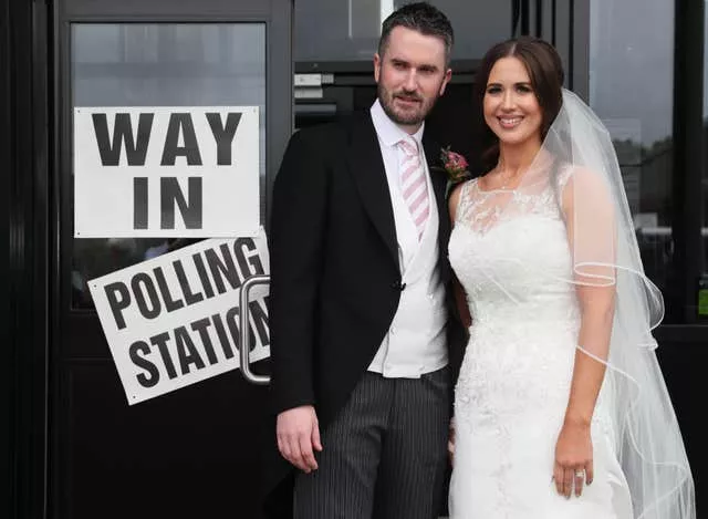 Sorcha Eastwood casting her vote in 2017 alongside husband Dale Shirlow