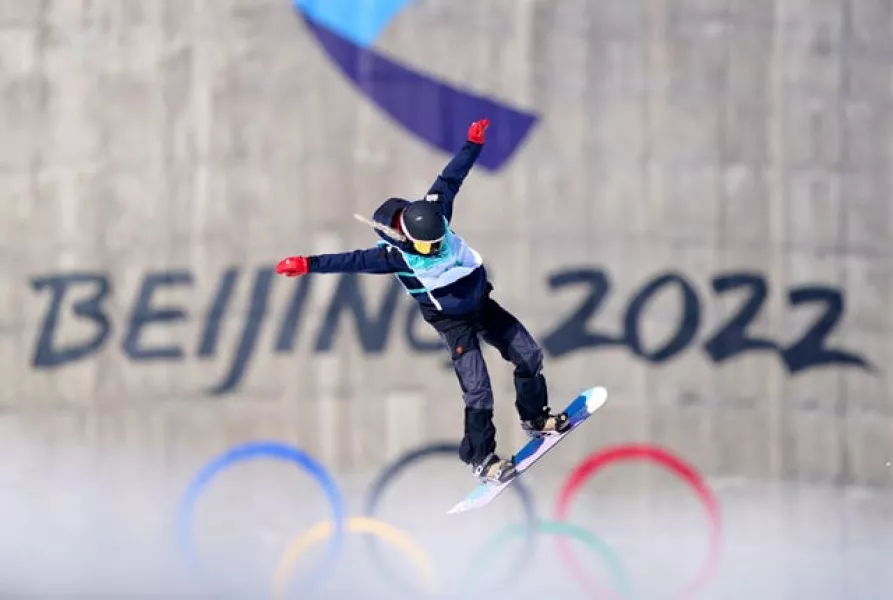 Great Britain’s Katie Ormerod in action in the Women’s Snowboard Big Air qualification