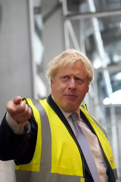 Boris Johnson during a visit to Blackpool Transport Depot