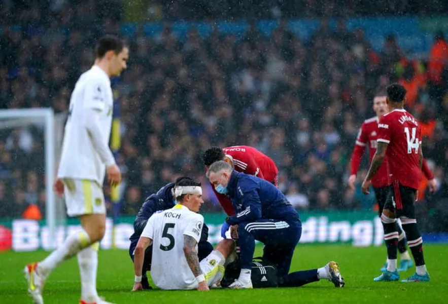 Robin Koch was initially allowed to continue after colliding with Scott McTominay before being withdrawn