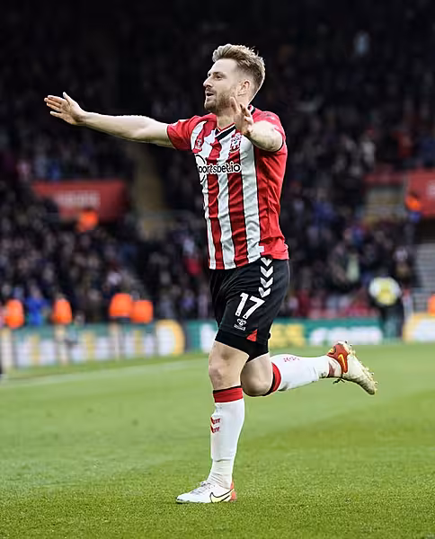 Stuart Armstrong celebrates after scoring Southampton’s first goal
