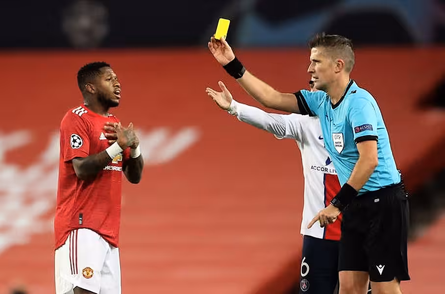 Fred was shown two yellow cards
