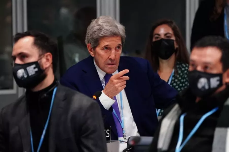 US Special Presidential Envoy for Climate John Kerry intervenes during a informal stock taking plenary session (Jane Barlow/PA)