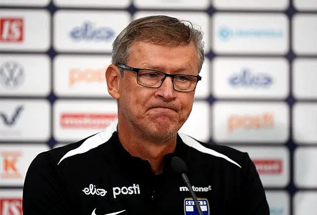 Finland manager Markku Kanerva during a press conference at the Helsinki Olympic Stadium