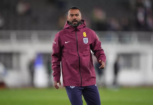 England coach Ashley Cole pictured at England's Nations League match in Finland