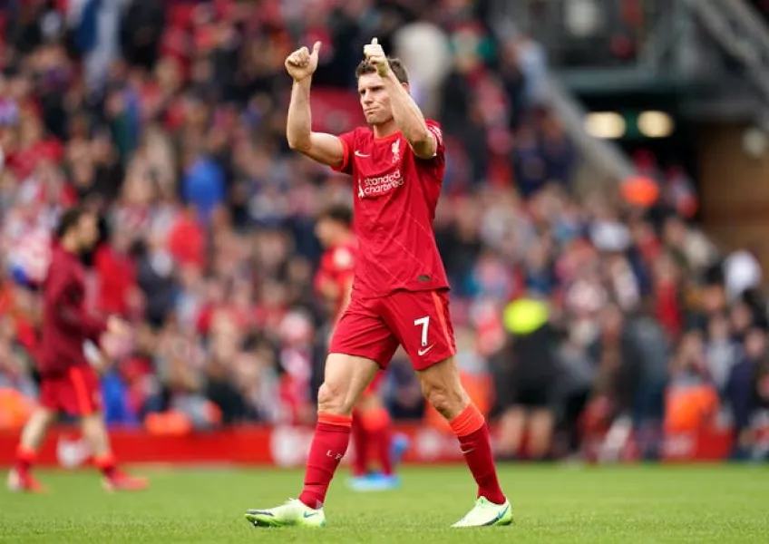 James Milner acknowledges the crowd