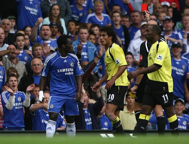 Manchester City’s Bernardo Corradi (centre) is dismissed on debut at Chelsea
