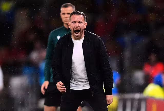 Wales manager Craig Bellamy shouts on the touchline