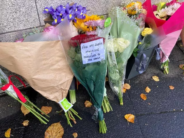 Floral tributes left outside the British embassy in Dublin