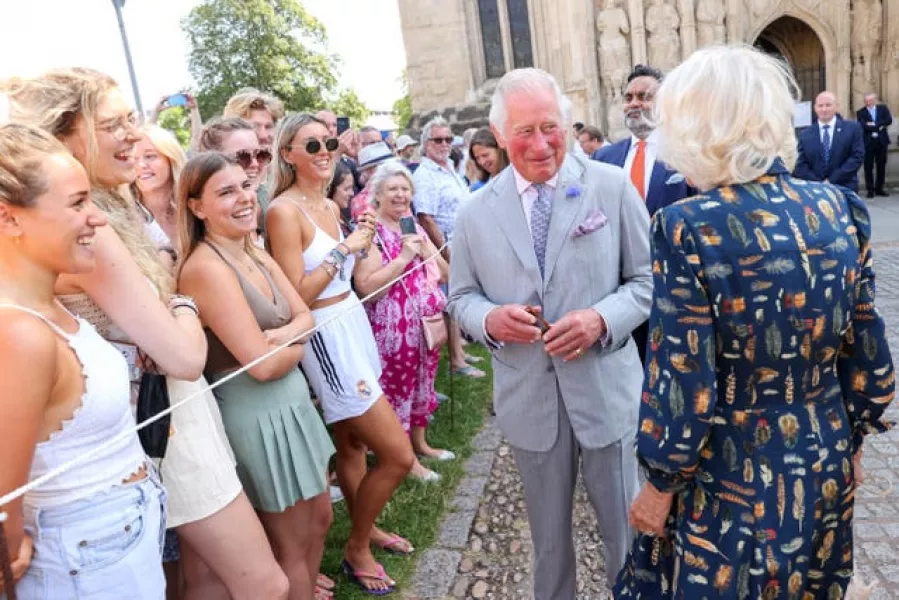 Prince Charles met wellwishers during a visit to Exeter Cathedral in Devon