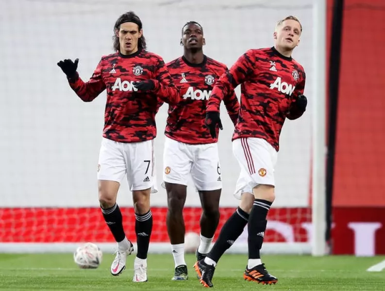 Edinson Cavani, Paul Pogba and Donny van de Beek are in the squad to take on Milan