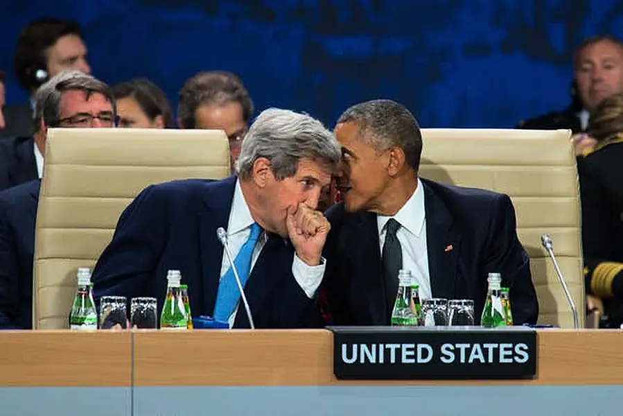 Then US President Barack Obama (right) said the use of chemical weapons would be a red line (Dominic Lipinski/PA)