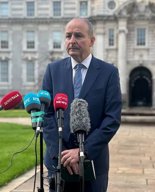 Tanaiste Micheal Martin speaks to the media at Government Buildings in Dublin