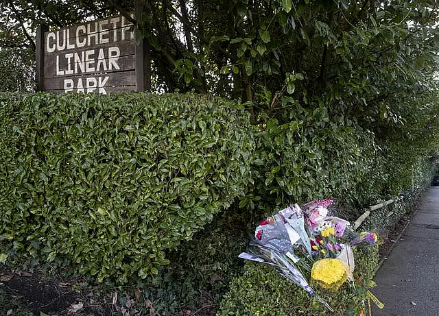 Floral tributes left at Linear Park 