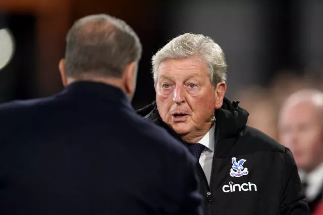 Crystal Palace manager Roy Hodgson (right) looks disappointed