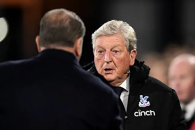 Crystal Palace manager Roy Hodgson (right) looks disappointed