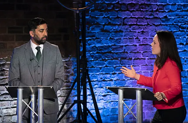 Humza Yousaf and Kate Forbes during the debate