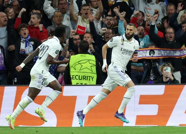Karim Benzema, right, was on target for Real Madrid