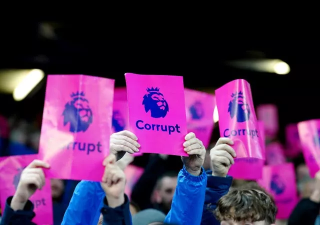 Everton fans protest against the Premier League