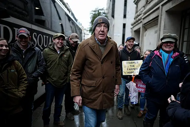 Jeremy Clarkson arrives in central London to join protesting farmers