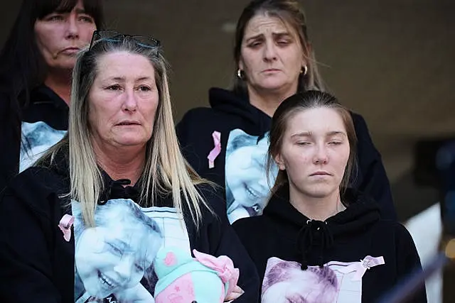 Cheryl Korbel, (left) mother of nine-year-old Olivia Pratt-Korbel outside Manchester Crown Court after Thomas Cashman, 34, of Grenadier Drive, Liverpool, was sentenced. 