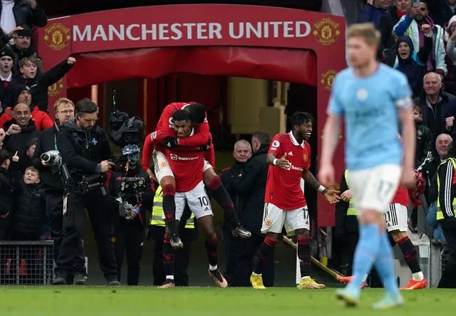Manchester United beat Manchester City 2-1 at Old Trafford in January