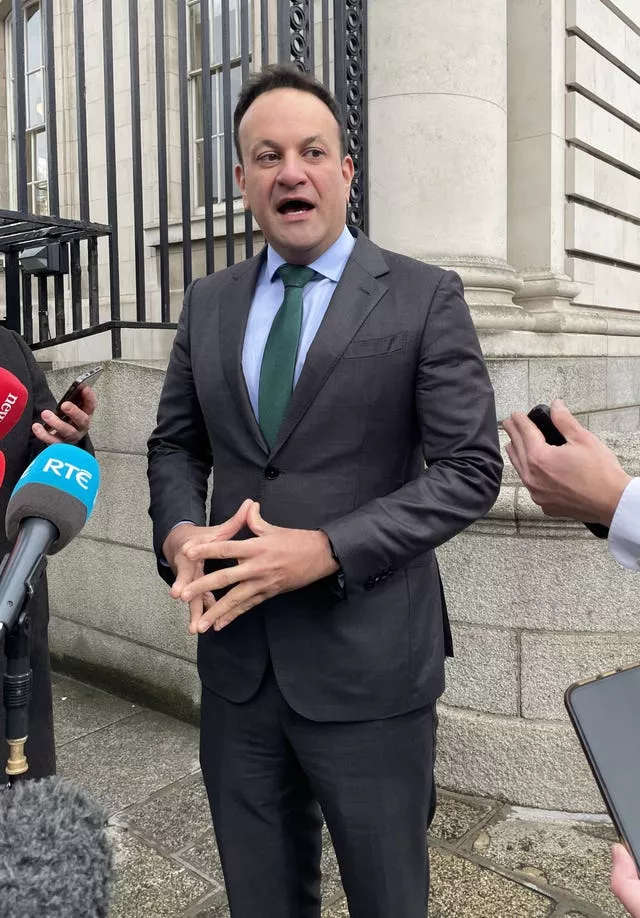 Leo Varadkar talking to media