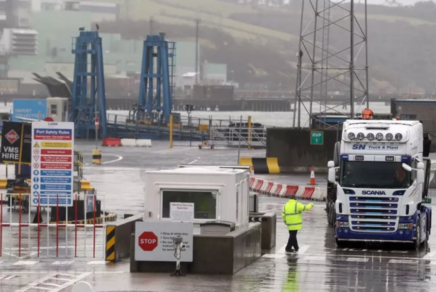 Trucks leaving Larne Port