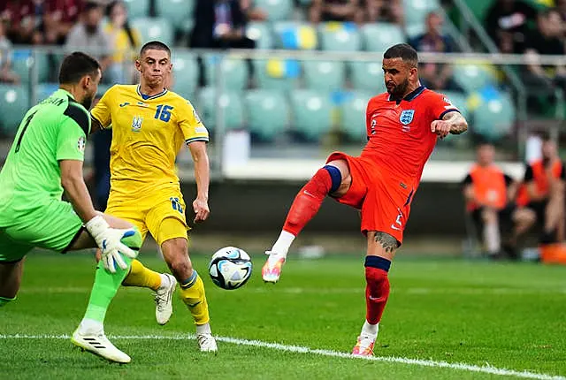 Kyle Walker scores England’s equaliser against Ukraine