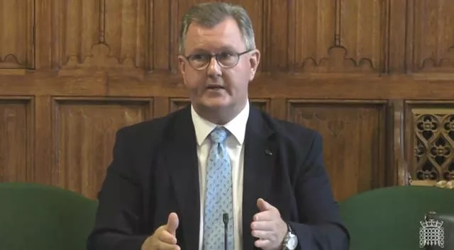 DUP leader Sir Jeffrey Donaldson giving evidence to the Northern Ireland Affairs Committee 
