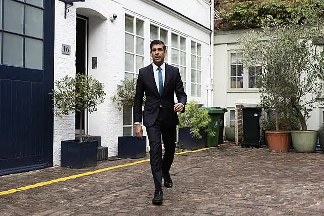 Rishi Sunak outside his home in London, following the resignation of Liz Truss as Prime Minister 