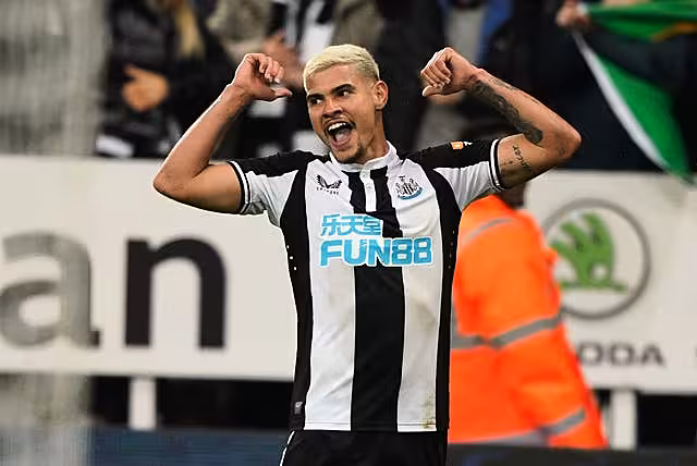 Bruno Guimaraes celebrates scoring Newcastle's second goal