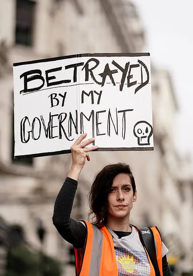 Just Stop Oil protesters taking part in a slow march protest through London as part of the group’s campaign to convince the Government to end all new oil and gas projects in the UK