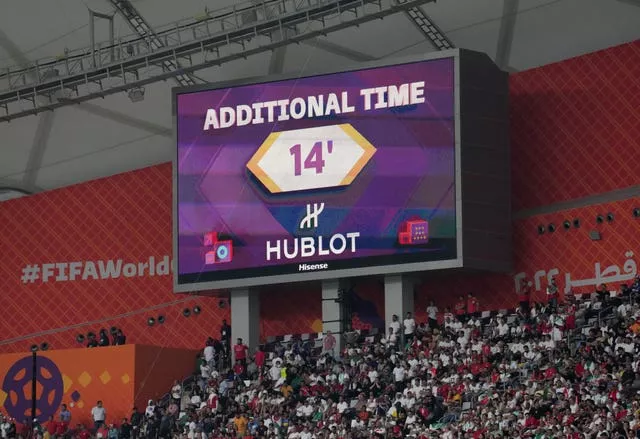 More than 10 minutes were added on average to matches at the men's World Cup in Qatar, according to FIFA