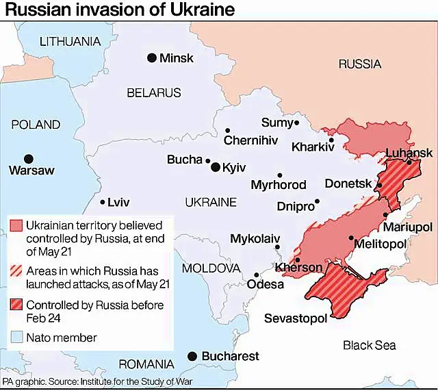 PA infographic showing Russian invasion of Ukraine