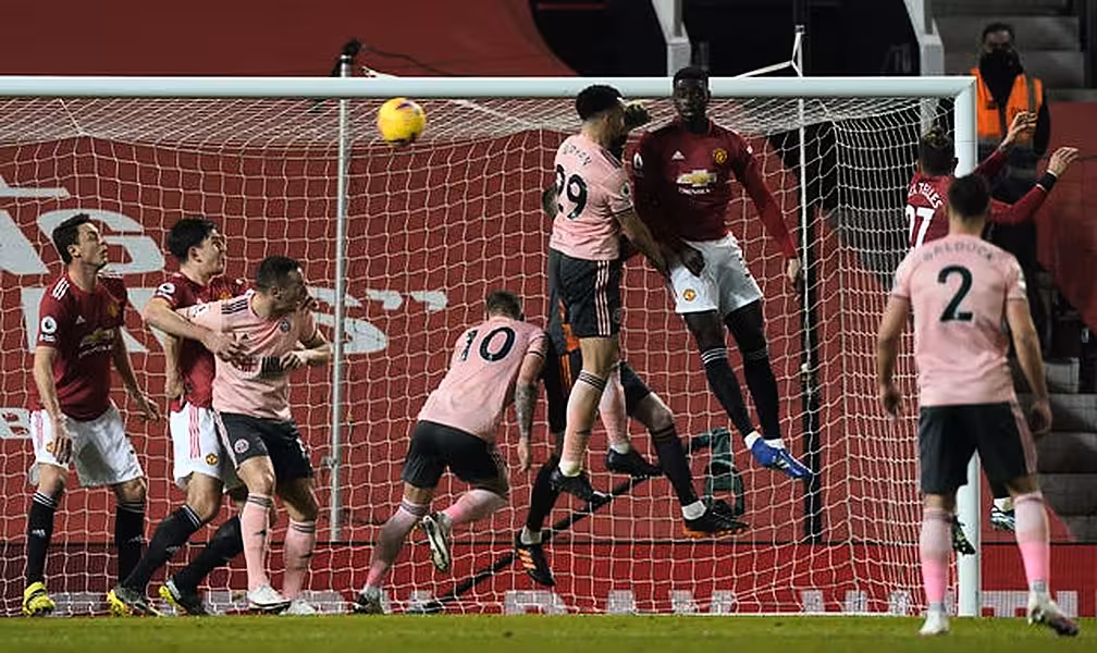 Kean Bryan headed Sheffield United into a shock lead at Old Trafford