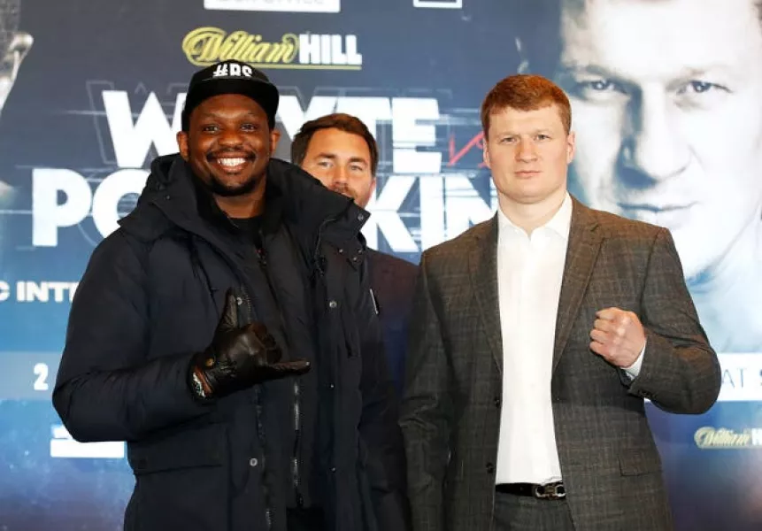Dillian Whyte, left, and Alexander Povetkin will fight for a second time this weekend (Martin Rickett/PA)