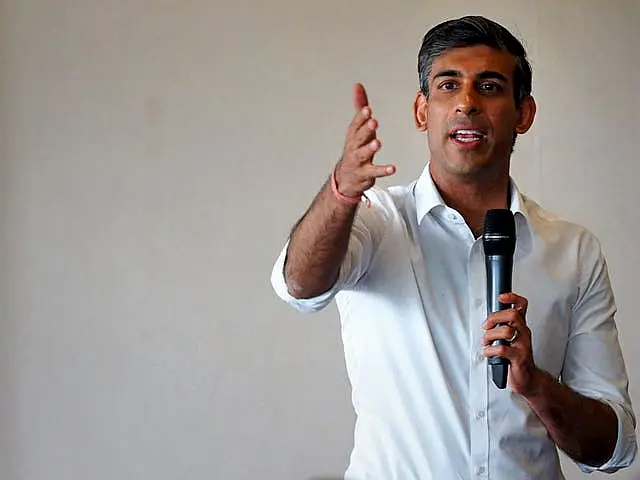 Rishi Sunak speaking to Tory members at Fontwell Park racecourse as part of his campaign to be leader of the Conservative Party and the next prime minister