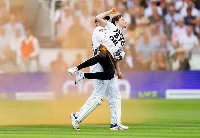 Jonny Bairstow removing JSO protester from pitch