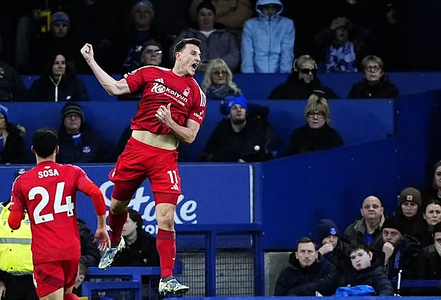 Chris Wood celebrates scoring Forest's opener