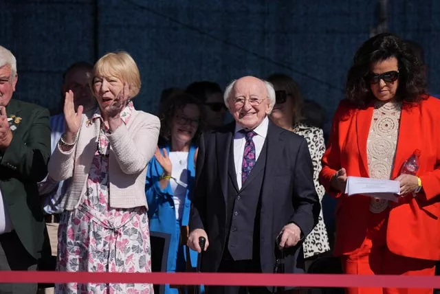 Michael D Higgins and his wife Sabina during the opening ceremony at the National Ploughing Championships 2024