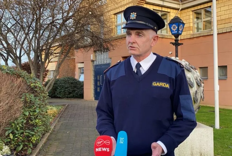 Superintendent Tony Twomey speaks outside Ballyfermot Garda Station