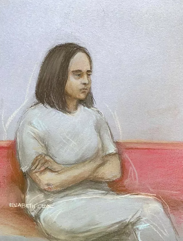 Court artist drawing of Jaskirat Kaur, also known as Jasmine Kang, appearing at Wolverhampton Magistrates’ Court in March