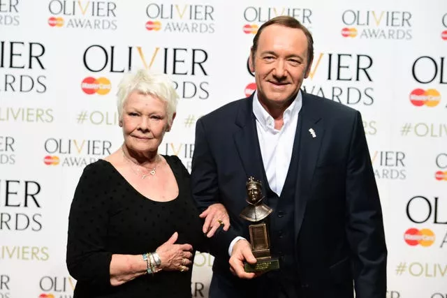 Dame Judi Dench and Kevin Spacey attending the Olivier Awards in 2015