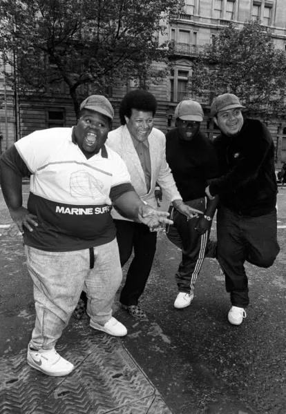 Chubby Checker (second left) with the Fat Boys