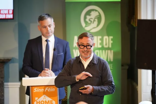 Pearce Doherty and Eoin O Broin at the launch of “A Home Of Your Own”, Sinn Fein’s comprehensive housing plan, at the Royal College of Physicians, Dublin