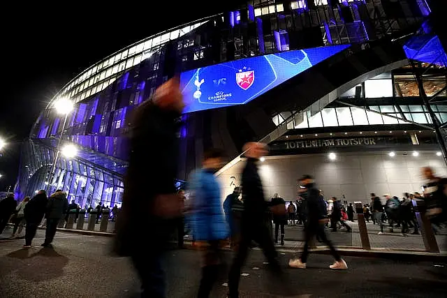 Fans outside the Tottenham Hotspur Stadium