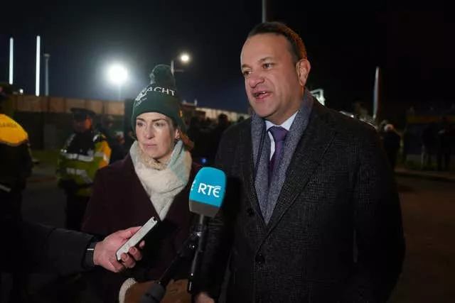 Taoiseach Leo Varadkar speaks to the media as he arrives for an event to mark Dexcom’s sponsorship of Connacht Rugby in Galway