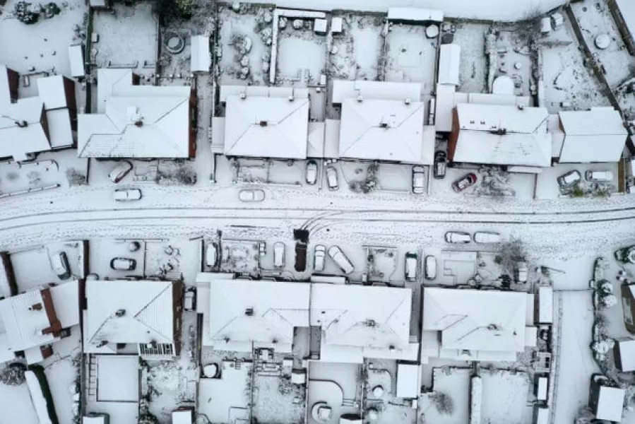 Snow-covered houses